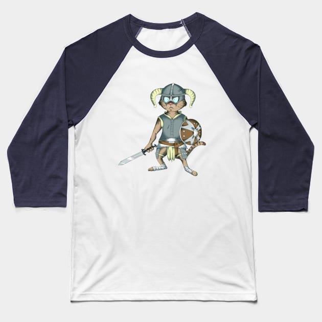 Littlest Khajiit Warrior Baseball T-Shirt by Skarmaiden